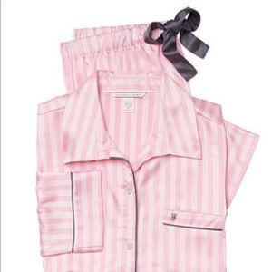 Victoria’s Secret Pink Stripe Satin Pajama Set